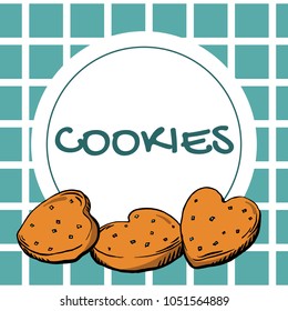 Cookies label on checkered background in vector EPS8