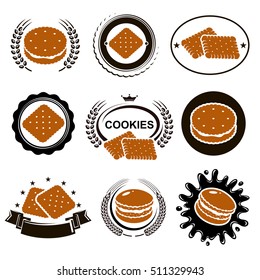 Cookies labels and elements set. Vector