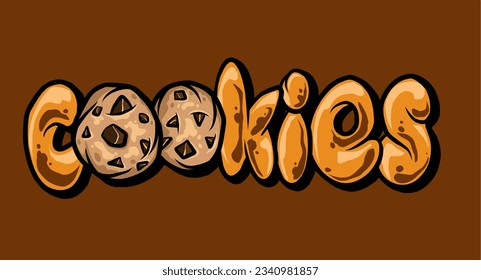 cookies lettering typography illustration vector