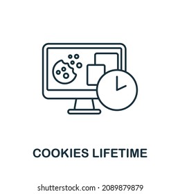 Icono de Cookies Lifetime. Elemento Line de la colección de marketing afiliado. Icono de Cookies lineales de toda la vida para diseño web, infografía y más.