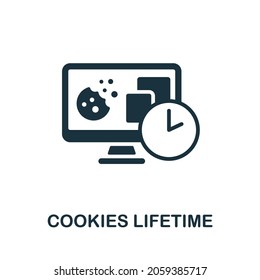 Icono de Cookies Lifetime. Signo monocromo de la colección de marketing afiliado. Ilustración de icono de Creative Cookies Lifetime para diseño web, infografías y más