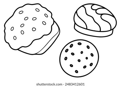 Cookies line art capturing minimalist dessert elegance