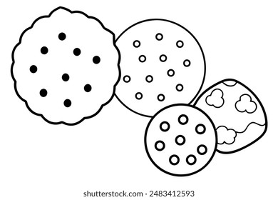 Cookies line art featuring sleek monoline dessert designs
