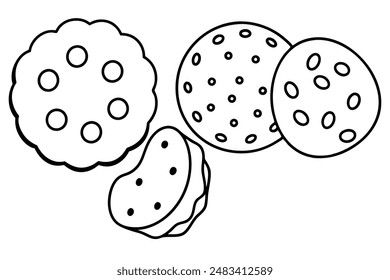 Cookies line art presenting delicate cookie illustrations