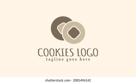 Cookies logo inspiration design template. Bakery logo vector illustration. Food logo for cookies or biscuit shop. Cookies and biscuit restaurant logo business.