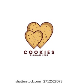 Cookies lieben Logo Design Vektor Vorlage. Cookies Biscuit Logo Inspirationen