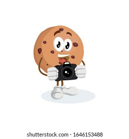 Las galletas de mascota y la cámara de fondo posan con un estilo de diseño plano para su marca de mascota.