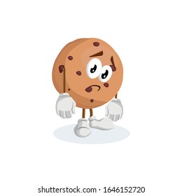 Cookies mascot and background sad pose with flat design style for your mascot branding.