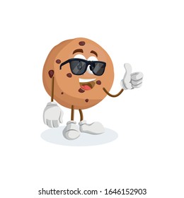 Cookies mascot and background thumb pose with flat design style for your mascot branding.