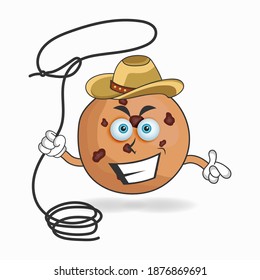The Cookies mascot character becomes a cowboy. vector illustration