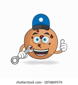 The Cookies mascot character becomes a mechanic. vector illustration