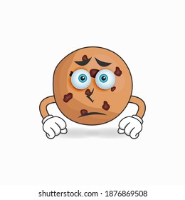 Cookies mascot character with sad expression. vector illustration