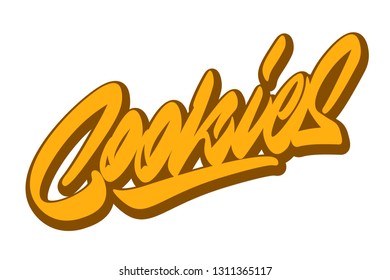 Cookies menu hand drawn vector lettering design. Comics style. Design for t shirt printing Vector Graphic - Vector