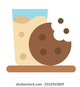 cookies and milk flat icon,vector and illustration