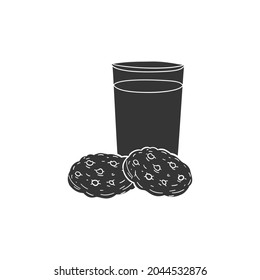 Cookies and Milk Icon Silhouette Illustration. Breakfast Vector Graphic Pictogram Symbol Clip Art. Doodle Sketch Black Sign.