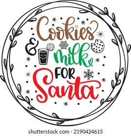 Cookies And Milk For Santa 2, Merry Christmas, Santa, Christmas Holiday, Vector Illustration Files