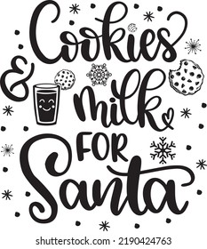Cookies And Milk For Santa 3, Merry Christmas, Santa, Christmas Holiday, Vector Illustration Files