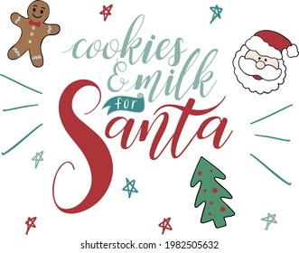 Cookies and Milk for Santa Vector Set