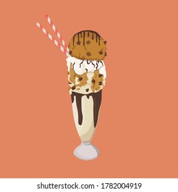 Cookies milkshake with many toppings and chocolate sauce