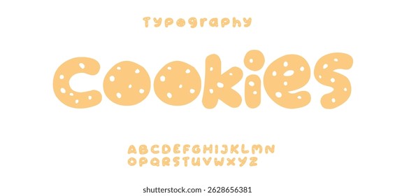 Cookies  modern alphabet,  digital font for dynamic tech logo, powerful headline, advanced typography. Vector typeset