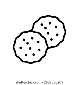 Cookies object icon design black and white with bold outline 