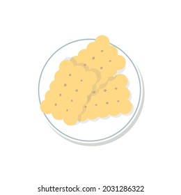 Cookies on a white plate. Rectangular biscuits.