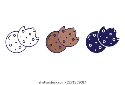 Cookies outline and solid vector icon