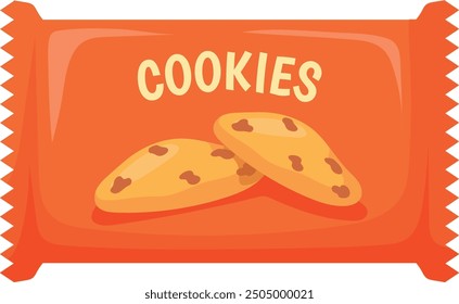 Cookies pack. Plastic wrap bag with sweet biscuits isolated on white background