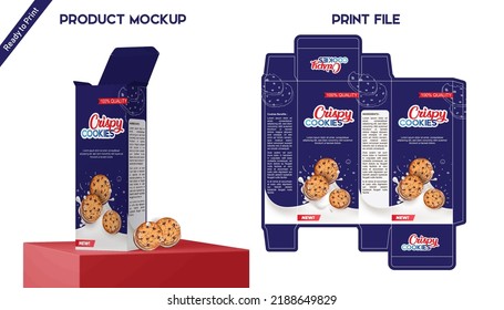 Cookies Packaging Box Design with Dyeline and illustrator Vector