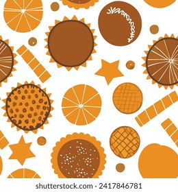 Cookies, pastry seamless pattern for print, textile, web, home decor, fashion, surface, graphic design