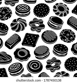 Cookies pattern background set. Collection icon cookies. Vector