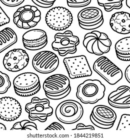 Cookies pattern background set. Collection icon cookies. Vector