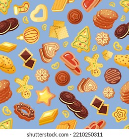 patrón de cookies. panadería deliciosos productos galletas caseras para picar algo. Fondo transparente del vector