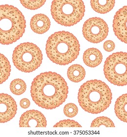 Cookies pattern,isolated on white background. Vector seamless texture. Cloth design, wallpaper, wrapping. Greeting cards and invitations of wedding, menu, cafe, birthday, mother's day, other design.