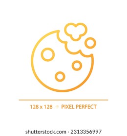 Cookies pixel perfect gradient linear vector icon. Round biscuit. Baked snack. Bakery menu. Sweet treat. Pastry shop. Thin line color symbol. Modern style pictogram. Vector isolated outline drawing