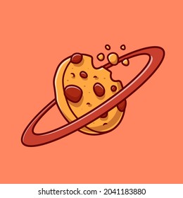 Cookies Planet Cartoon Vector Icon Illustration. Food Science Icon Concept Isolated Premium Vector. Flat Cartoon Style