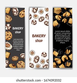 Cookies poster in hand drawn style. Sketch illustration for menu or banner. Vector