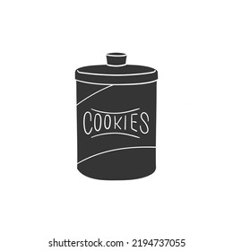 Cookies Pot Icon Silhouette Illustration. Cooking Vector Graphic Pictogram Symbol Clip Art. Doodle Sketch Black Sign.