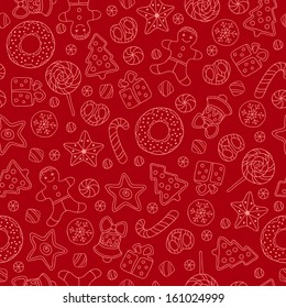 Cookies seamless pattern for christmas design, vector