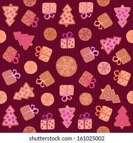 Cookies seamless pattern for christmas design, vector