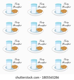 Cookies and  seamless pattern on white background.