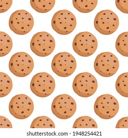 Cookies seamless pattern on white background. Cake background texture.It be perfect for fabric, wrapping, packaging, digital paper and more