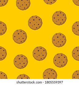 Cookies seamless pattern on yellow background.