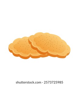 Cookies with seeds in flat design. Brown round desserts, bakery sweet product. Vector illustration isolated.