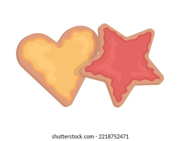 Cookies objeto vector de color semiplano. Galletas caseras saludables. Elemento editable. Elemento de tamaño completo sobre blanco. Panadería simple ilustración de estilo de caricatura para diseño gráfico web y animación