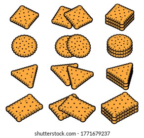 Cocinas preparadas. cookies de icono de colección. Vector