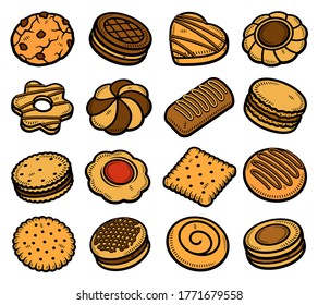 Different Cookie Cake Isolated Vector Illustration Stock Vector ...