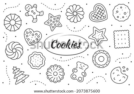Cookies set. Food illustration in vector.