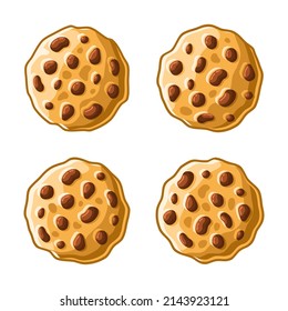Cookies Set. Homemade Chocolate Chip Icons. Vector