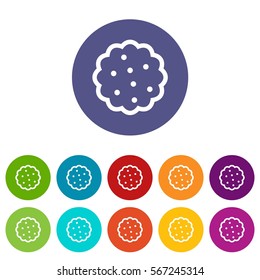Cookies set icons in different colors isolated on white background